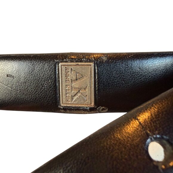Anne Klein black genuine leather adjustable belt with silver buckle size large - Picture 5 of 11